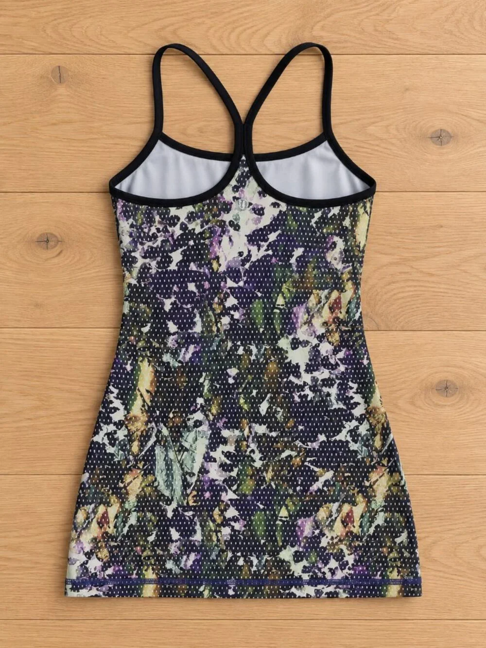 lululemon Power Y Tank Floral Print Luon Built In Shelf Bra Size 2